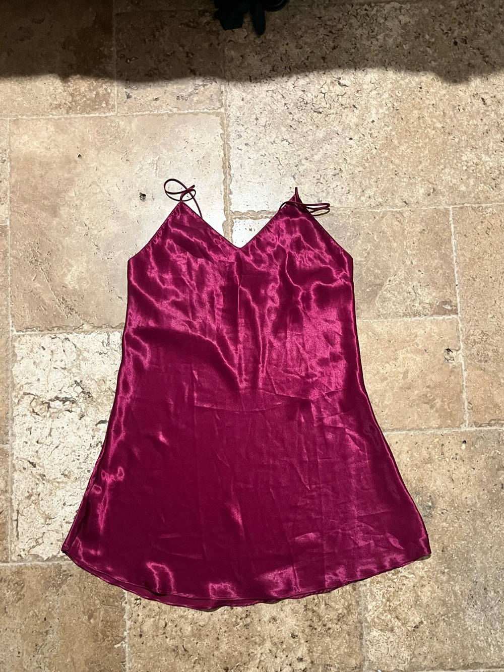 Silky Wine Red Satin Slip Dress